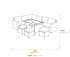 Jardi Rattan Corner Sofa Set - Black - 9 Seater Dimensions Diagram