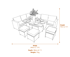 Jardi Rattan Corner Sofa Set - Grey - 9 Seater Dimensions Diagram