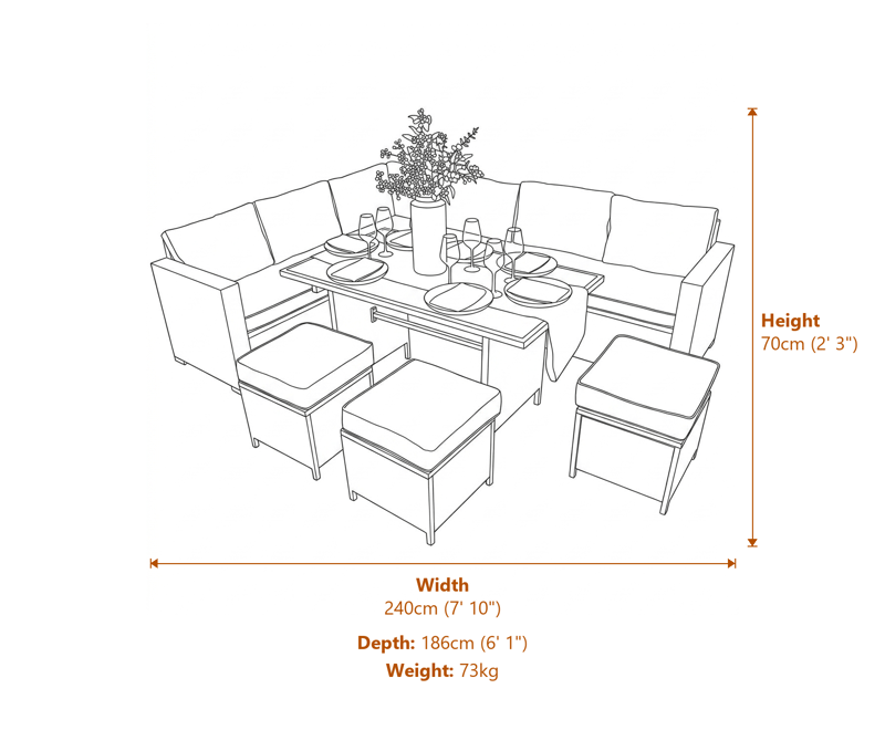 Garden Furniture Dimensions Diagram