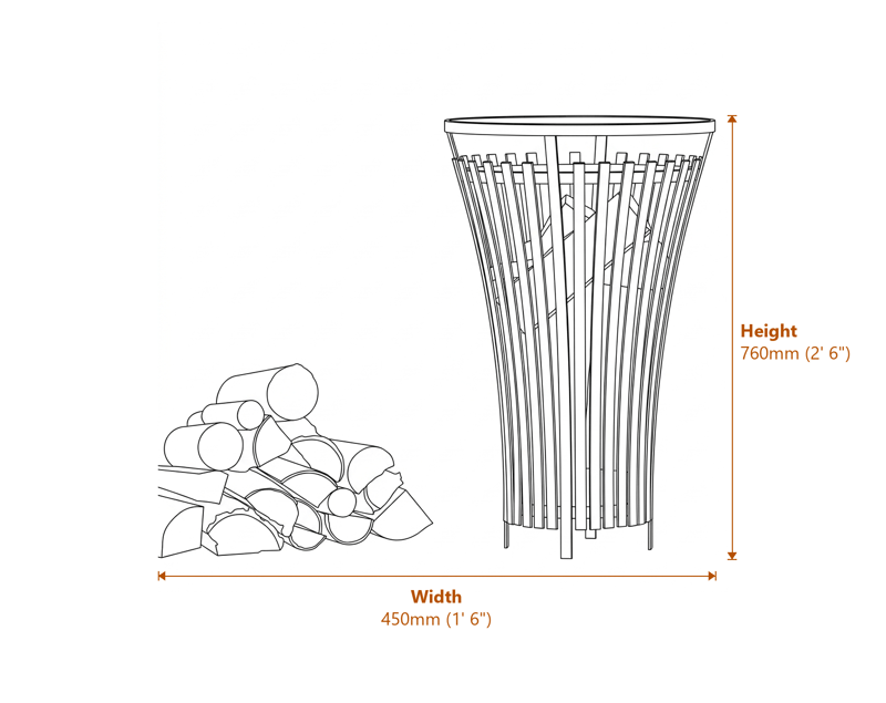 Garden Firepits Dimensions Diagram