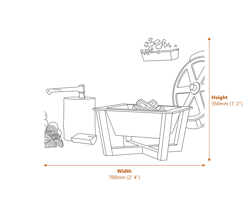 Garden Firepits Dimensions Diagram
