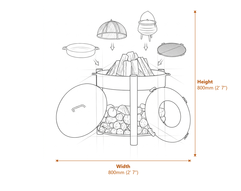 Garden Firepits Dimensions Diagram