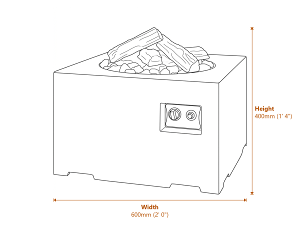 Happy Cocoon 60cm Small Square Black Fire Pit Dimensions Diagram