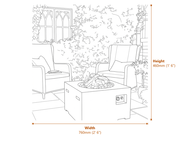 Happy Cocoon 76cm Square Black Fire Pit Dimensions Diagram