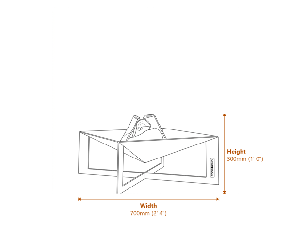 Cook King Cuba 70cm Fire Bowl Dimensions Diagram
