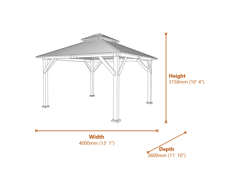 Wooden Gazebos Dimensions Diagram