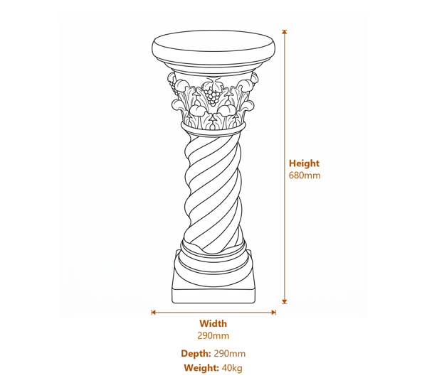 Roman Column Garden Pedestal Dimensions Diagram