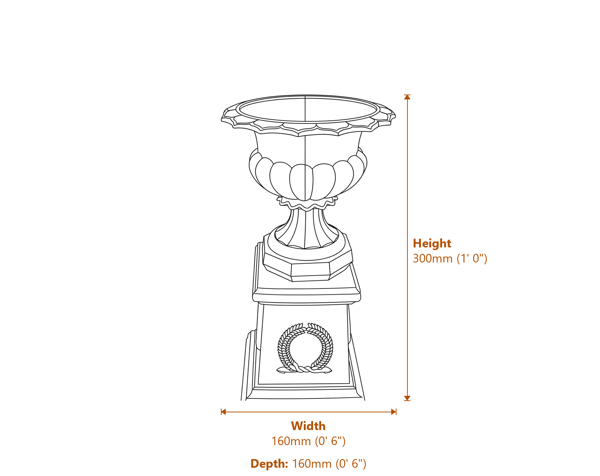 Vienna Laurel Motif Stone Garden Pedestal Dimensions Diagram