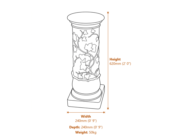 Vine Stone Garden Pedestal Dimensions Diagram