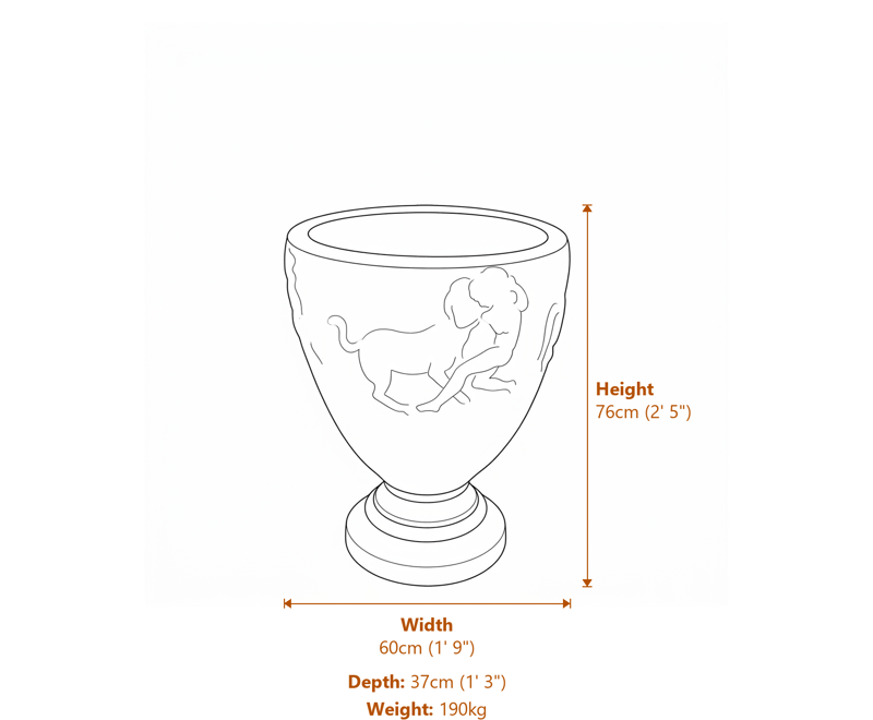 Clasic Garden Statues Dimensions Diagram