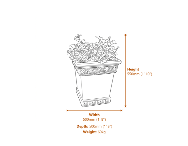Empire Stone Garden Urn Dimensions Diagram