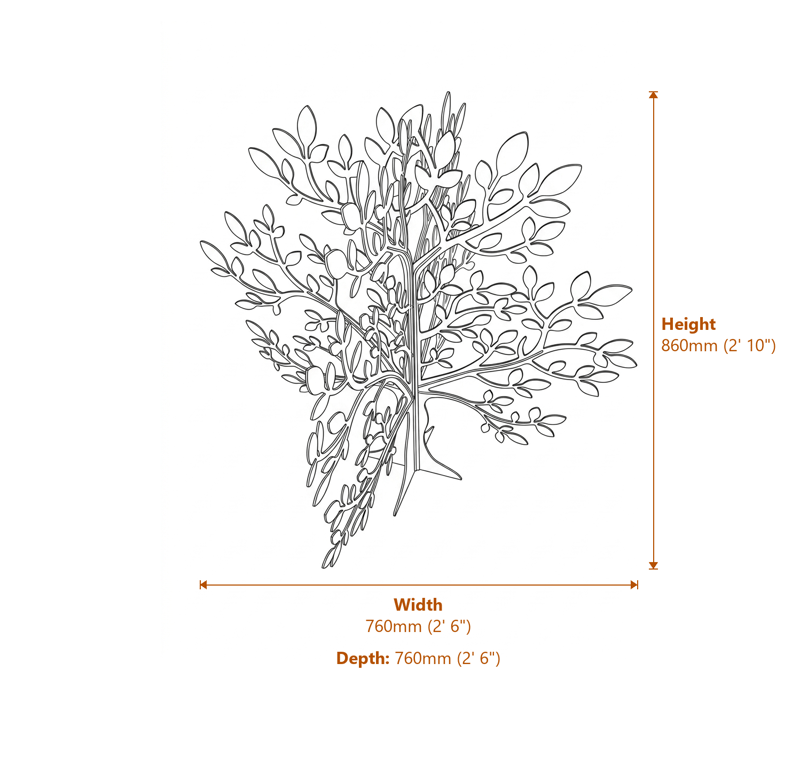 Metal Garden Ornaments Dimensions Diagram
