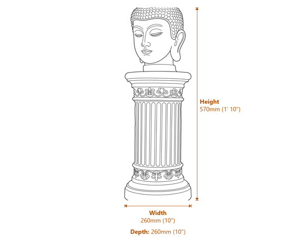 Stone Buddha Head Statue Dimensions Diagram