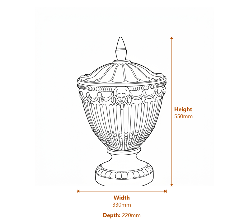 Clasic Garden Statues Dimensions Diagram