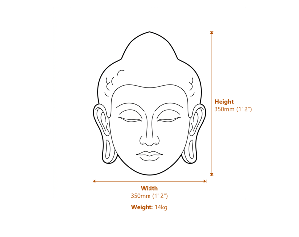Stone Buddha Head Wall Plaque Dimensions Diagram