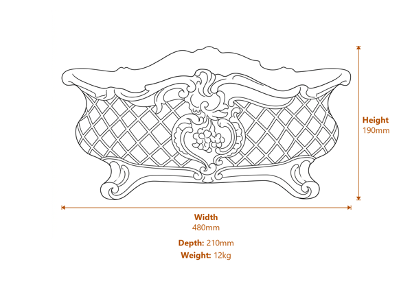 Vienna Oval Stone Garden Vase Dimensions Diagram