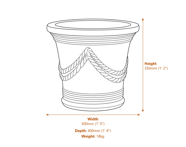 Vienna Twine Stone Garden Vase Dimensions Diagram