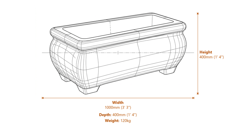 Stone Garden Urns Dimensions Diagram