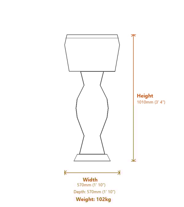 Plain Pedestal Stone Birdbath Dimensions Diagram