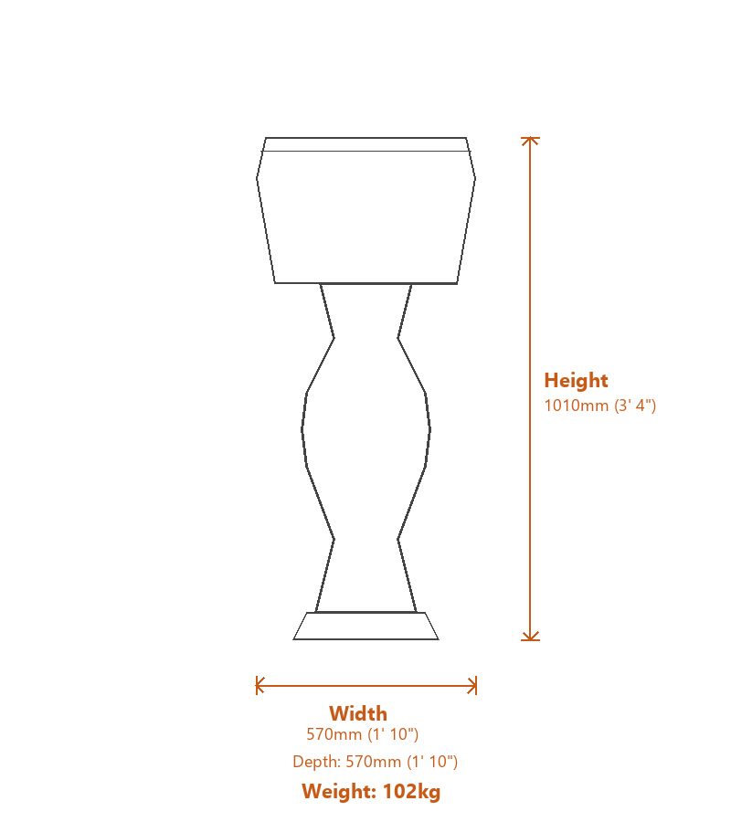 Stone Bird Baths Dimensions Diagram