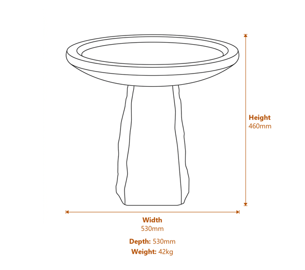 Staddle Stone Birdbath Dimensions Diagram