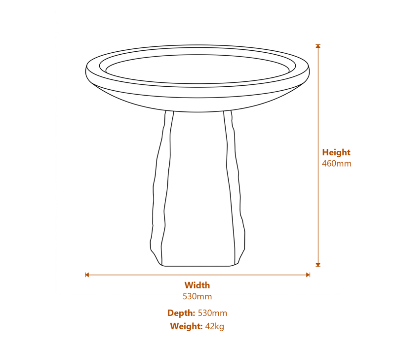Stone Bird Baths Dimensions Diagram