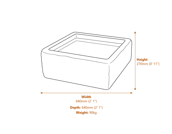 Square Stone Garden Reservoir Dimensions Diagram