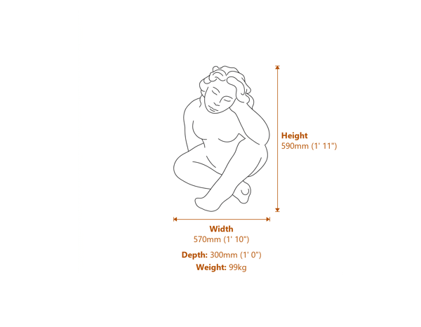 Seated Gaia Stone Statue Dimensions Diagram