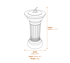 Brass Sundial on Classical Stone Garden Pedestal Dimensions Diagram