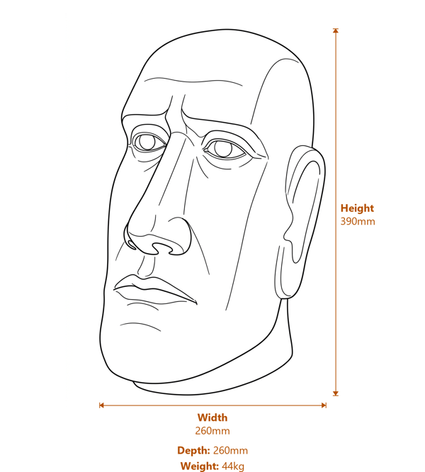 Small Moai Head Statue Dimensions Diagram