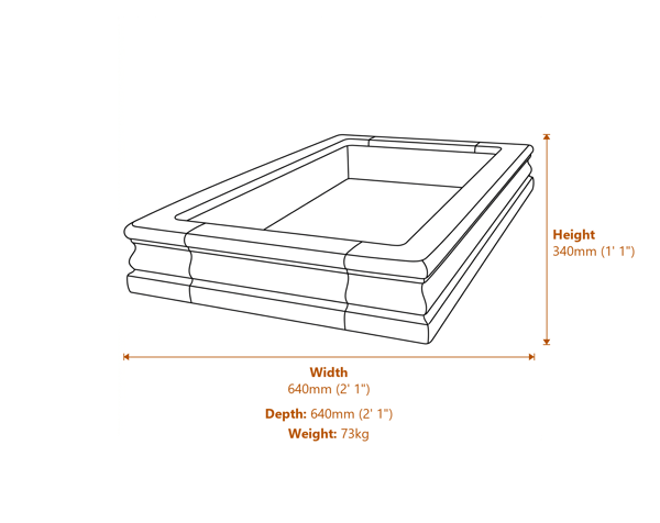 Straight Stone Garden Pool Section Dimensions Diagram