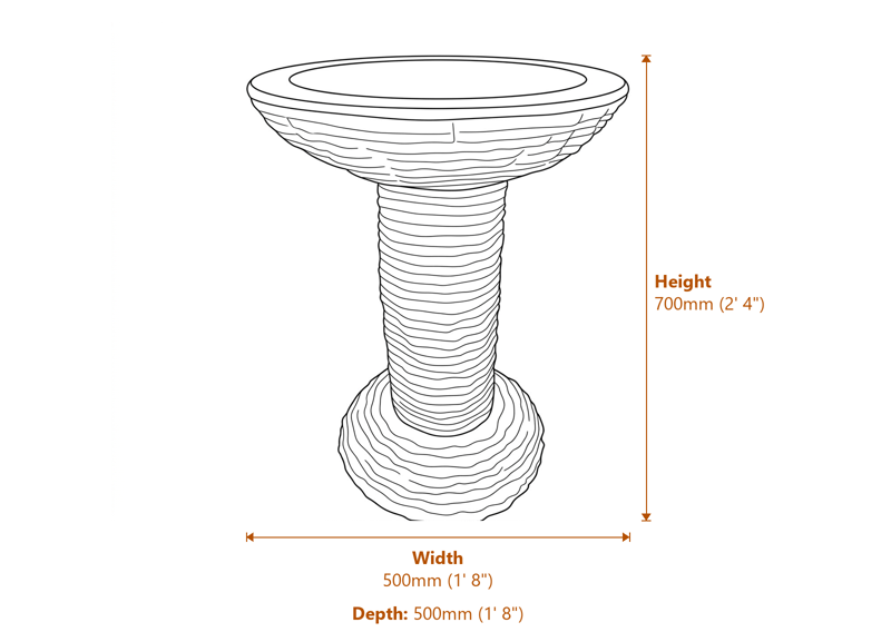 Stone Bird Baths Dimensions Diagram
