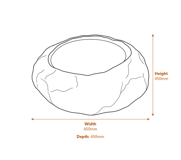 Natural Basin Stone Bird Bath Dimensions Diagram
