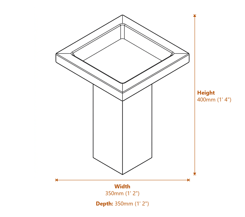 Stone Bird Baths Dimensions Diagram