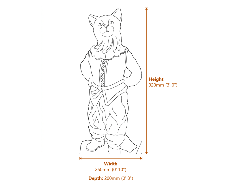 Cat Garden Ornaments Dimensions Diagram