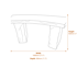 Curved Beige Granite Garden Bench Dimensions Diagram