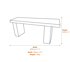 Rustic Straight Grey Granite Garden Bench Dimensions Diagram
