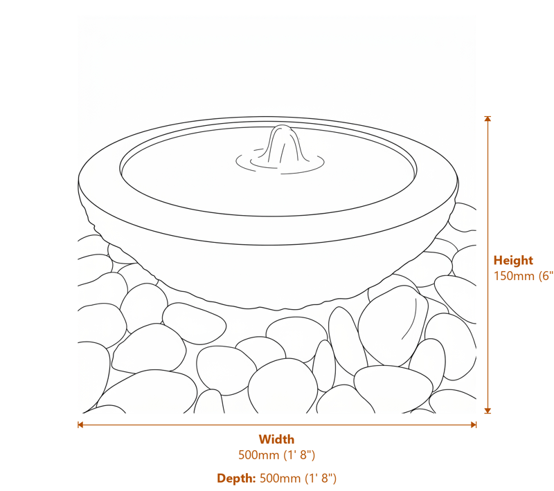 Garden Fountains Dimensions Diagram