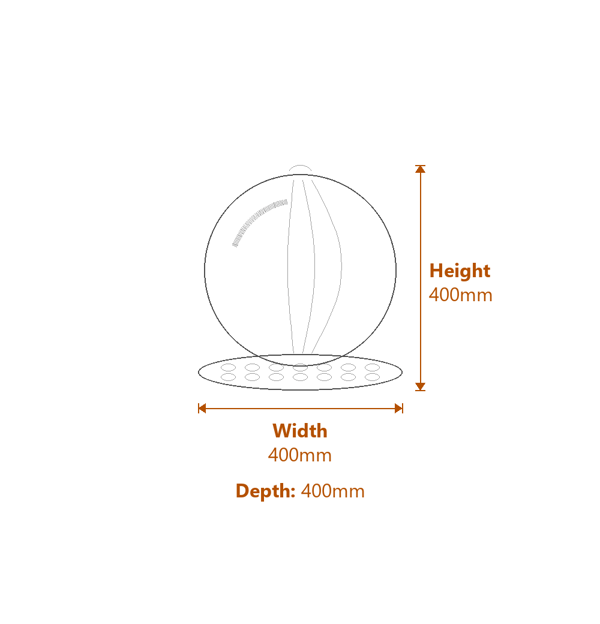 Black Polished Limestone Sphere Water Feature Dimensions Diagram
