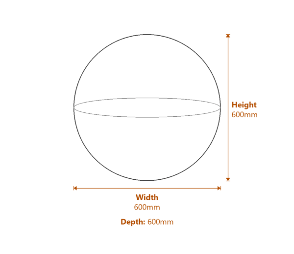 Grey Polished Granite Sphere Water Feature Dimensions Diagram