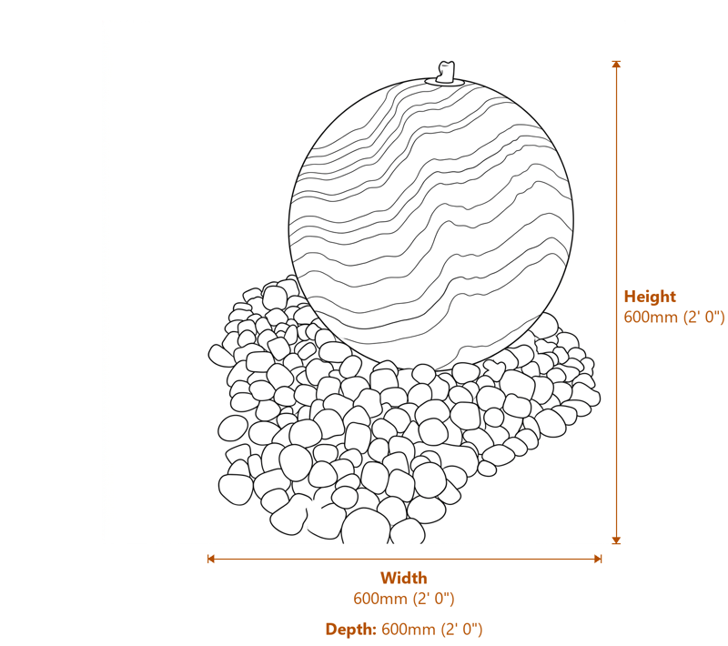Garden Fountains Dimensions Diagram