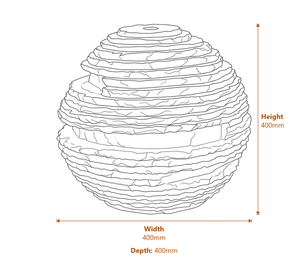 Small Rustic Sphere Pink Granite Sphere Water Feature Dimensions Diagram