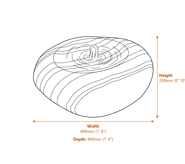 Onyx Polished Marble Water Feature Dimensions Diagram