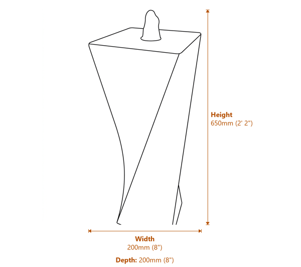 Large Twisting Column Rainbow Stone Water Feature Dimensions Diagram
