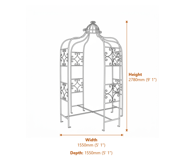 Cream Vintage Antiqued Metal Garden Gazebo Dimensions Diagram