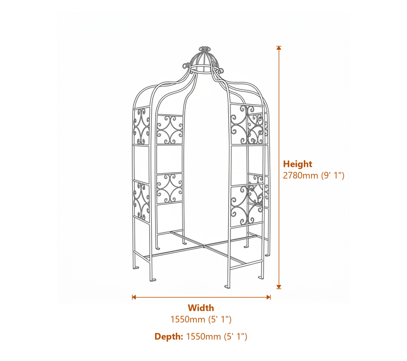 Metal Gazebos Dimensions Diagram