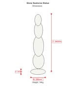 Stone Seahorse Statue dimensions diagram showing 940mm height 290mm width and 340mm depth