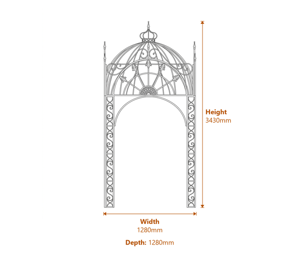 Blue Antiqued Metal Garden Pavillion Dimensions Diagram