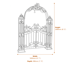 Antiqued Green Vintage Metal Garden Arch with Gates Dimensions Diagram