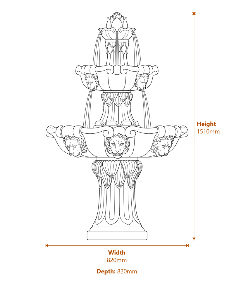 Garden Fountains Dimensions Diagram